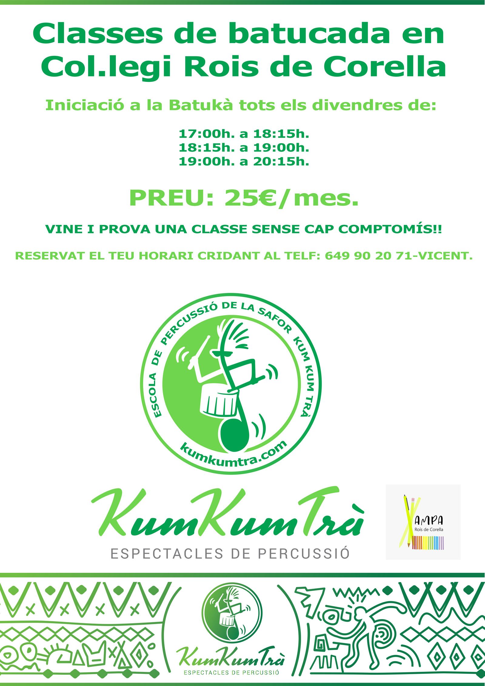 taller de batucada kumkumtra Rois de Corella